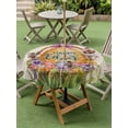 thumbnail image 3 of Beige Happy Easter Outdoor Tablecloth - 60 Inch Round Dining Table Cover, Spring Easter Eggs Floral Rustic Waterproof Outdoor Table Cloth with Umbrella Hole & Zipper for Picnic/Patio/Party, 3 of 7