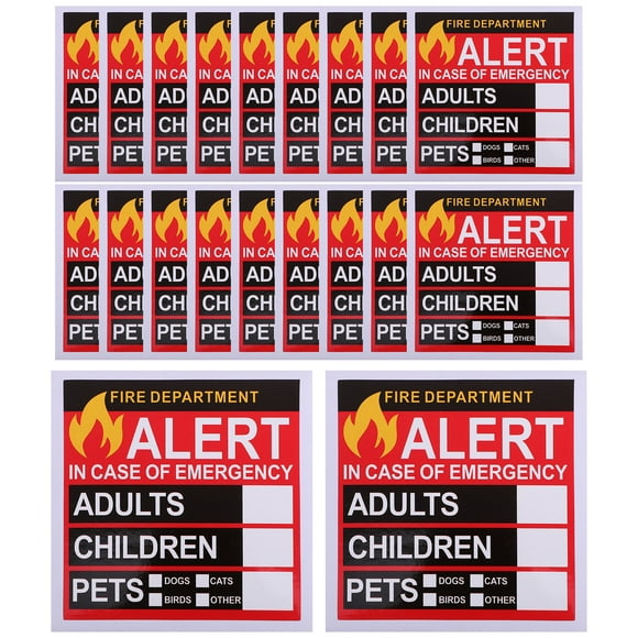 20 hojas de pegatinas de alerta de emergencia para localizar personas y mascotas.