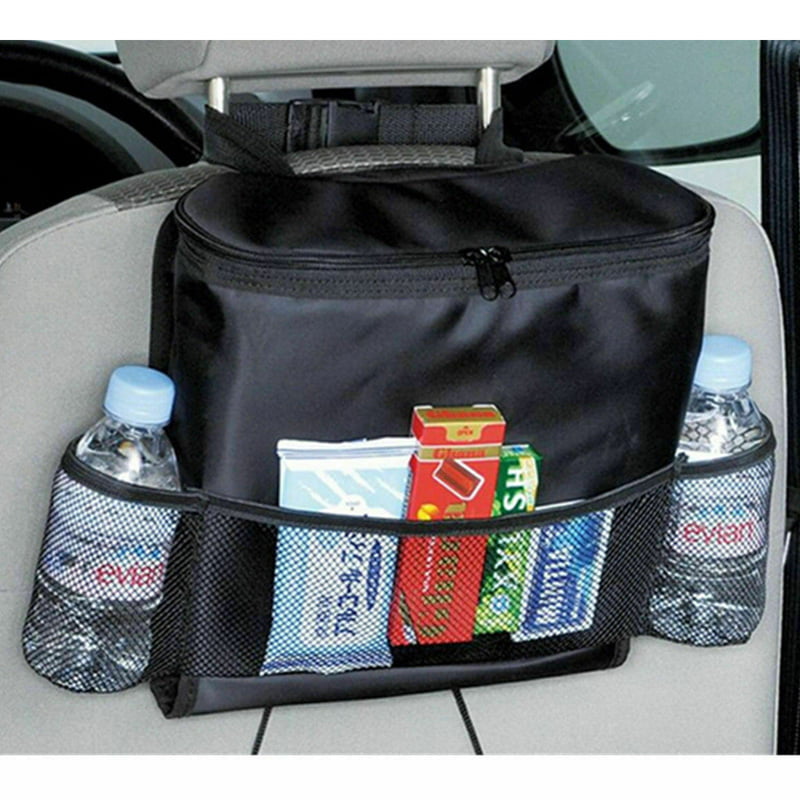Car Back Seat Cooler Bag & Organiser Multi-Pocket Cooler Storage Shopping Bag 