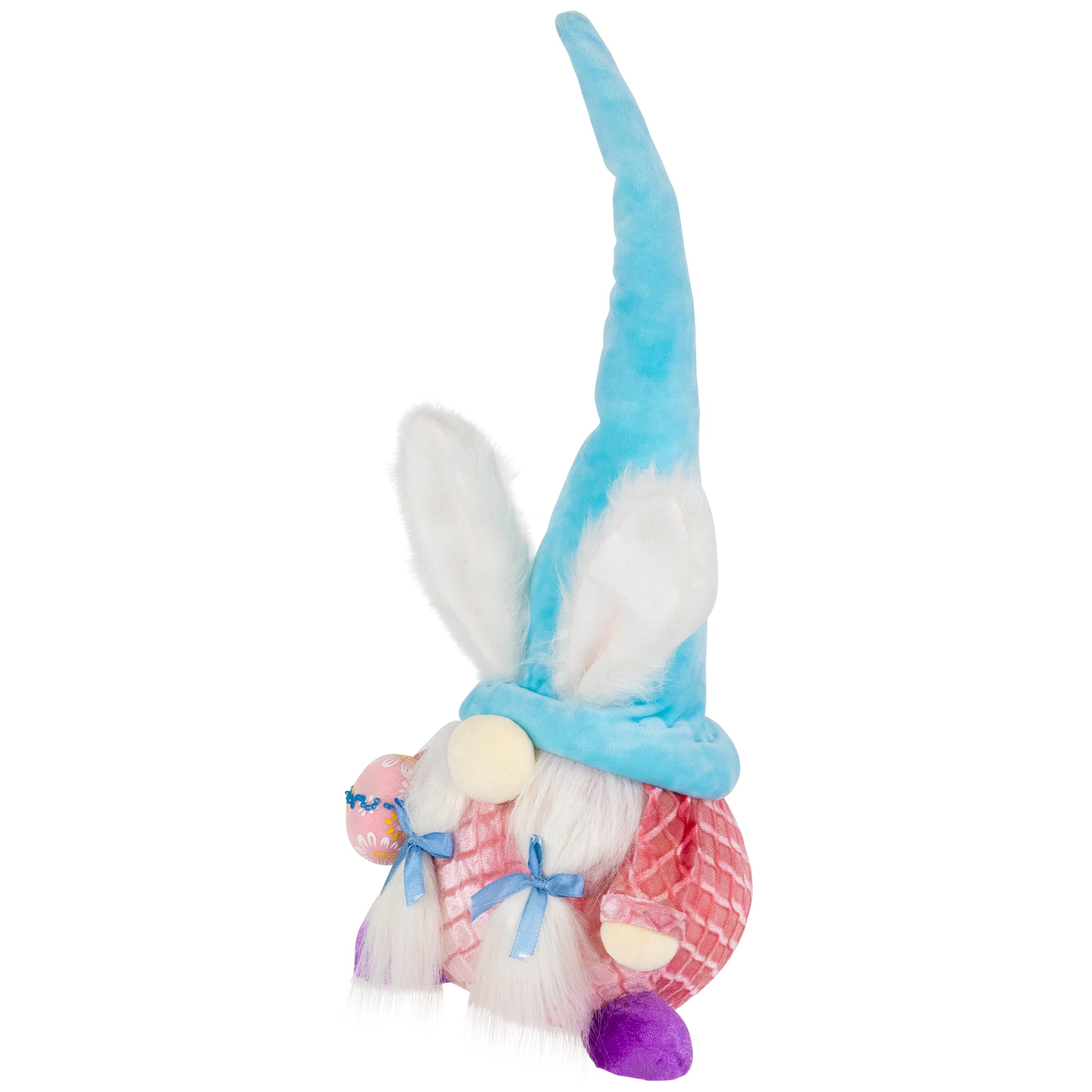 Northlight Girl Gnome Girl with Bunny Ears Easter Figure - 18.25" - Blue and Pink