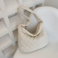 thumbnail image 3 of Ropa Algodón Bordada Acolchada Con Rombos Moderna Y Versátil Bolso Hombro para Mujer Gran Capacidad 1892 (blanco) Blanco, 3 of 9