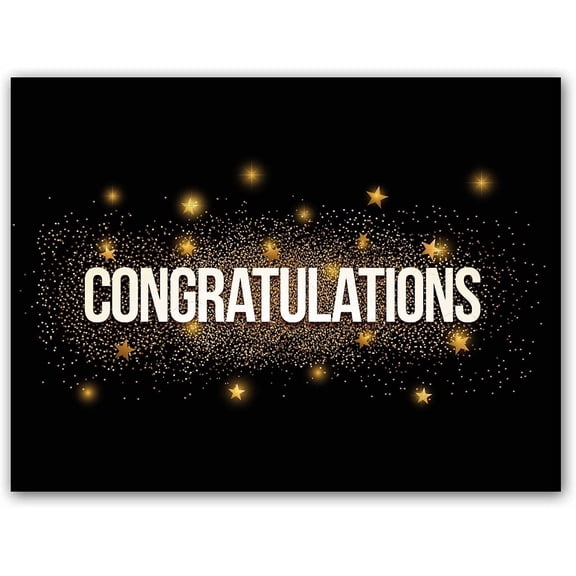 Small World Greetings Large Black and Gold Congratulations Card from Group - Blank Inside With Envelope - 11.75" x 9" - Farewell, Graduation, Anniversary, and More
