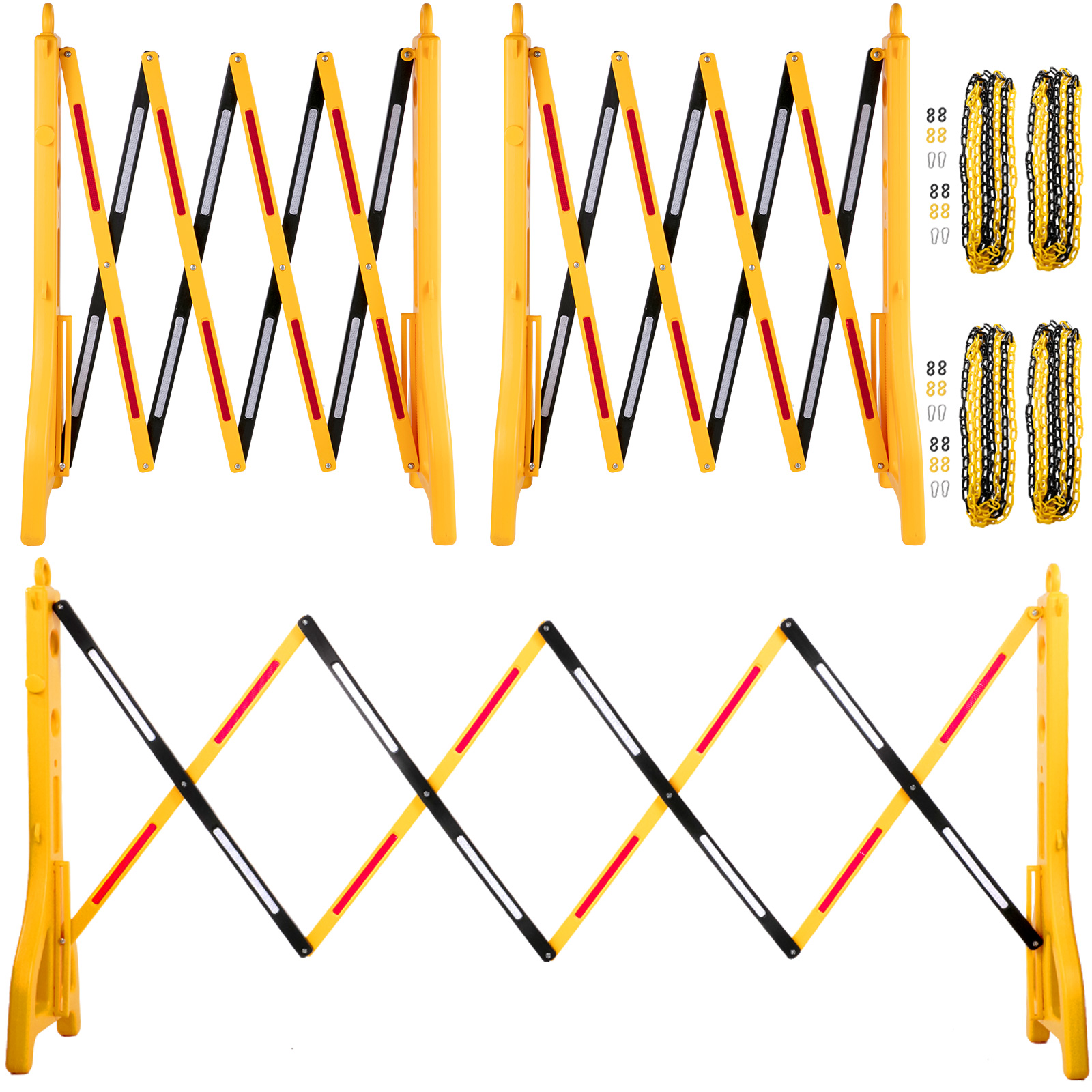 VEVOR Expandable Mobile Barricade 8.3ft Width Plastic Barricade Water Filled Yellow Expandable