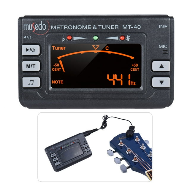 Ajustador de tono Instrumento Portátil 3-en-1 Sintonizador Metrónomo Generador de Tono para el Bajo Cromático Ukulele Violín Claro Pantalla LCD Musedo Ajustador de tono