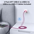 thumbnail image 5 of PD & QC Dual Port Type C Charger Block Fast Wall Charger with 2Pcs 6FT Braided Cable, Power Adapter Compatible with iPhone 17/16/15 Pro Max iPad Pro Galaxy S26 Android, Pink, 5 of 7