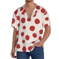 thumbnail image 1 of Balery Abstract Red Polka Dot Camisa Casual de Manga Corta con Botones para Hombre, Texturizada, Estilo Cubano, para Playa, Verano-XX-Large, 1 of 5