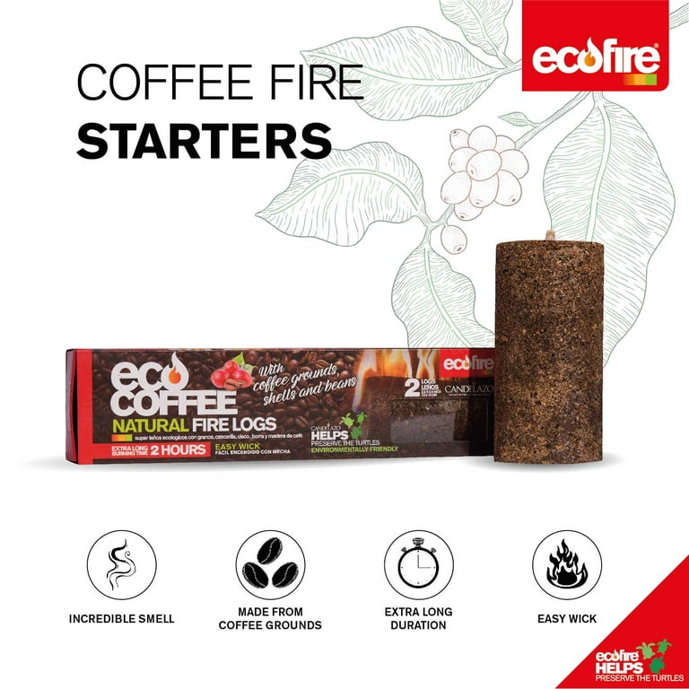 Ecofire Coffee Firelog Box with 2 Logs, 40.21 oz, Pack of 2 