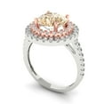 thumbnail image 2 of 2.6 ct Round Cut Natural Morganite with Simulated Diamond Halo Accents 18K White/Rose Gold Womens Engagement Ring, 2 of 5