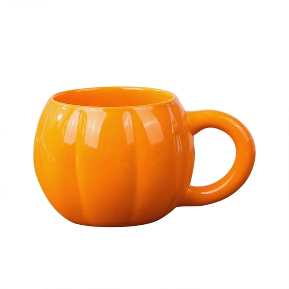 Pumpkin Coffee Mug Large Ceramic Cup with Handle, Fall Themed Mug for Coffee Tea Hot Chocolate, Halloween Thanksgiving Holiday Drinkware and Gift Idea (Orange)