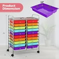 thumbnail image 3 of Rolling Cart with 20 Drawers, 20 Tiers Multicolor Trolley, Drawer Bin Carts with 2 Lockable Wheels, Adjustable File & Debris Organizer Cart, Rolling Storage Cart for Office, School, Home, 3 of 9