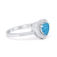 thumbnail image 2 of Halo Dazzling Heart Promise Ring Round Lab Created Blue Opal 925 Sterling Silver Size 9, 2 of 6