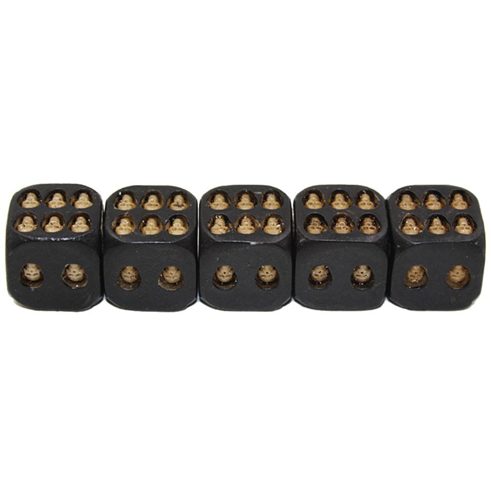 Set of 5 Black Skull Dice Six-Sided D6 Fun Pirate Skeleton Party Novelty Game 
