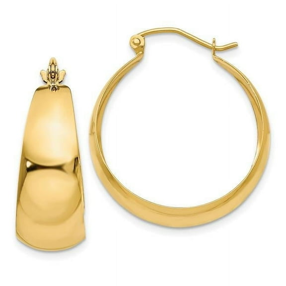 Primal Gold 14 Karat Yellow Gold 10.5mm Tapered Hoop Earrings