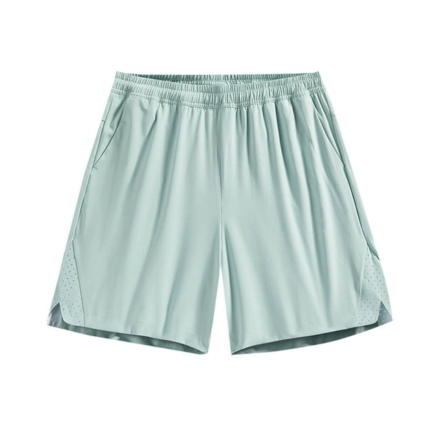 WRKEKC Summer Shorts for Men Solid Color Casual Loose Pocket Lining Drawstring Elastic Waist Shorts 5-Inch Inseam with Comfortable Fit