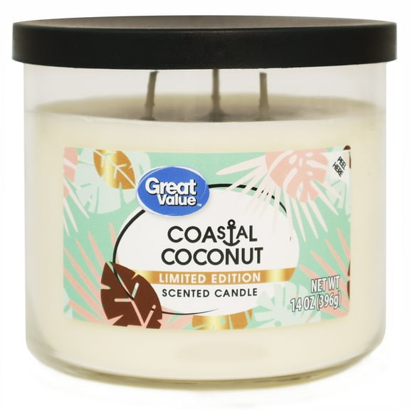 Great Value Limited Edition Coastal Coconut Candle, 14 OZ