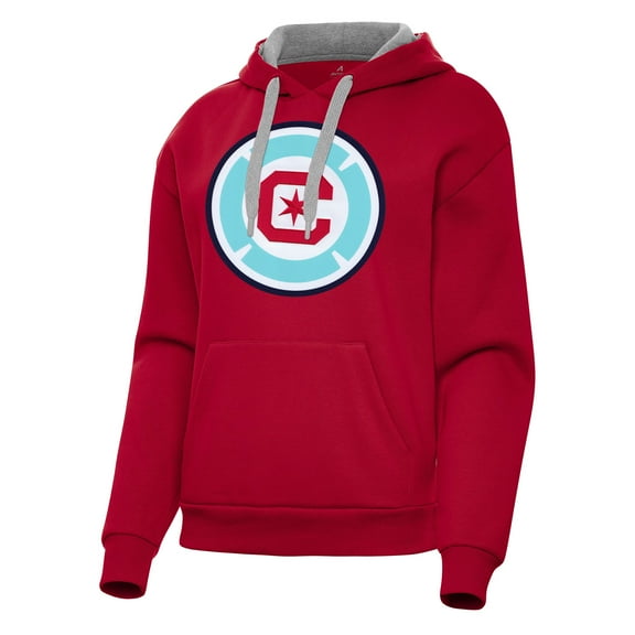 Women's Antigua Red Chicago Fire Victory Pullover Hoodie
