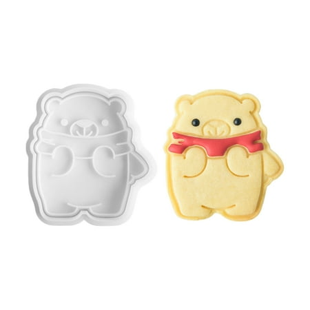

HOTYA Christmas Bear Shape Kitchen Baking Tool DIY Press Food-grade Plastic Household