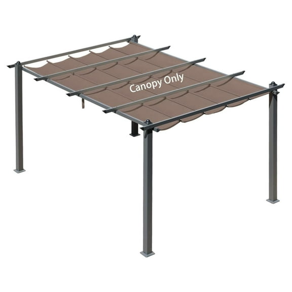 10 x 13 ft Replacement Adjustable Canopy, Retractable Shade for Pergola, UV Resistant and Fade-Resistant, Brown