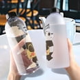 thumbnail image 2 of Botellas de agua Lindo oso panda Taza 1000ml Con pajita Transparente Botella de agua de dibujos animados Utensilios para beber Esmerilado A prueba de fugas Coctelera de proteínas, 2 of 5