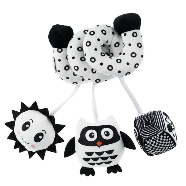 Bebé Actividad Negro Blanco Espiral Colgante Felpa Animal Juguete Cochecito Asiento De Coche Cuna Sonajeros Cochecito Handbell Muyoka Hogar