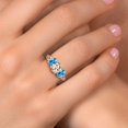 thumbnail image 4 of Gem Stone King 925 Sterling Silver Peach Morganite and Swiss Blue Topaz Filigree Style 3 Stone Ring for Women (2.10 Cttw, Oval 8X6MM and 6X4MM) (Size 8), 4 of 6