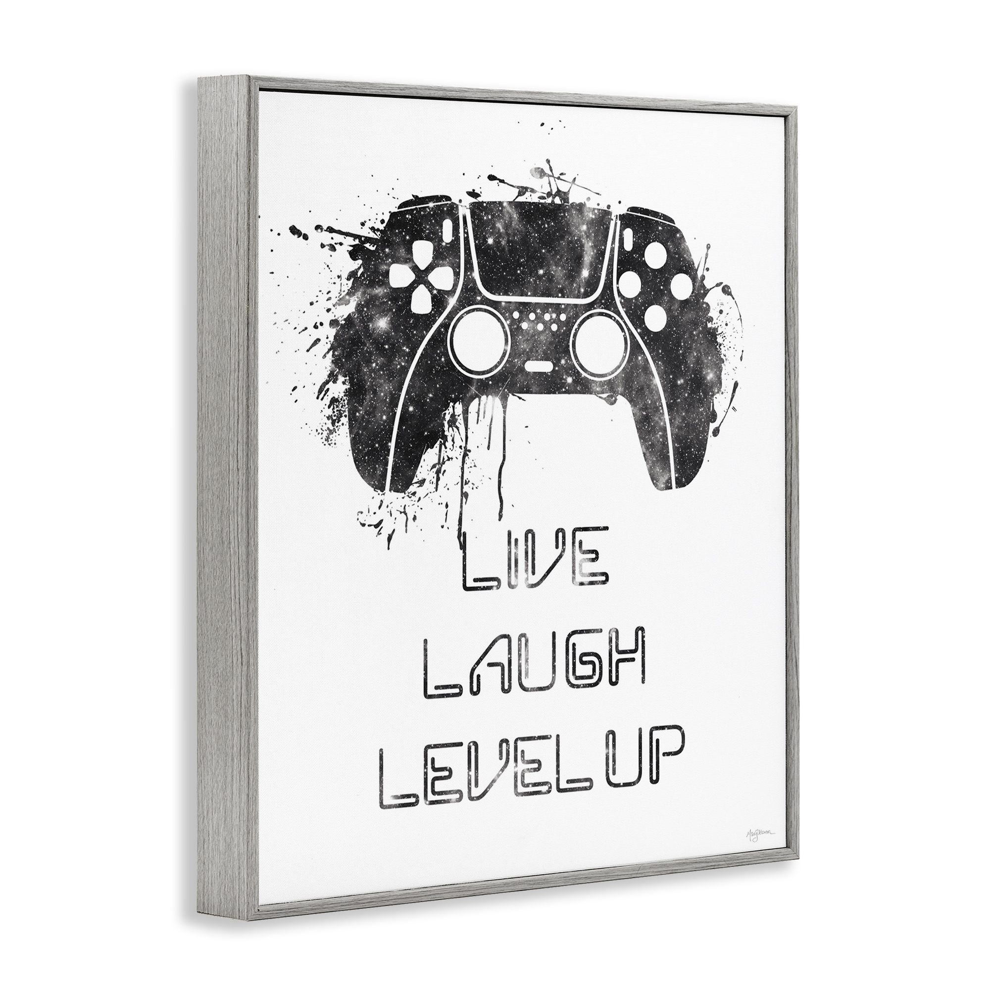 Stupell Industries Live Laugh Level Up Typography Painting Gray Framed Art Print Wall Art, 24 x 30