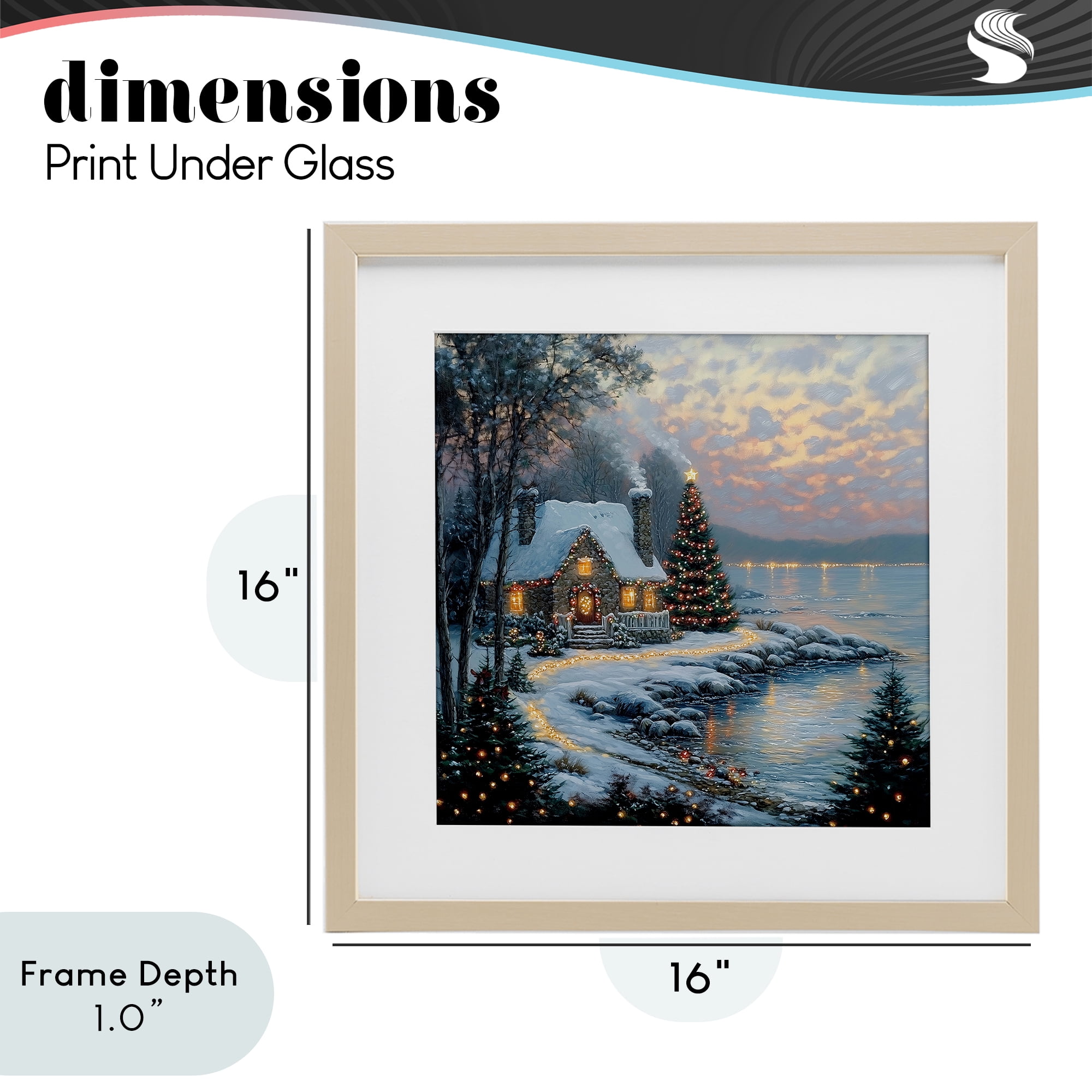 Stupell Industries Snowy Lit Cottage by Lake Birch Framed Print Under Glass, design by Heidi Kuntz
