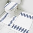thumbnail image 3 of Abstract Geometric Blue Stripe, Bath Mat 3 Piece Bathroom Rug Set, White Backdrop Non Slip Bath Rug Contour Mat and Toilet Lid Cover, Absorbent Shower Mats Soft Bath Rugs and Mats Sets, 3 of 8