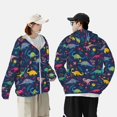thumbnail image 5 of Picia Dinosaur Flowers Women's Men's UPF 50+ Sun Protection Hoodie Shirt Long Sleeve SPF Fishing Outdoor UV Hiking Lightweight Shirts-X-Large, 5 of 9