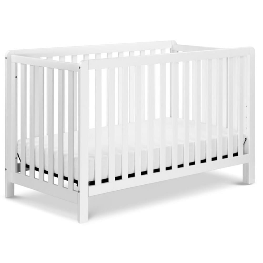 Colby 4-in-1 Low-profile Convertible Crib in White + Comfort Crib & Toddler Mattress