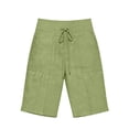 thumbnail image 2 of Women Wide Leg Shorts High Waist Wide Leg Pocket Summer Vacation Linen Hiking Shorts Women Mint Green, 2 of 4