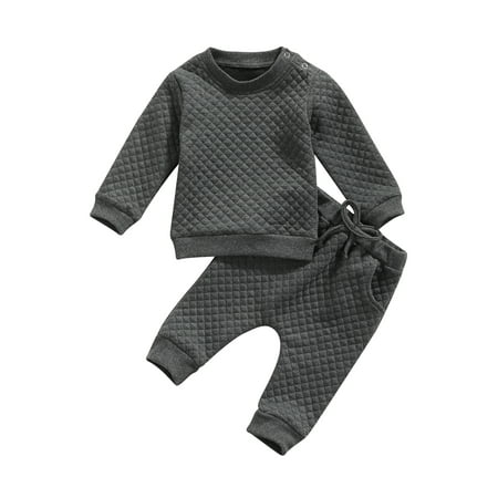 

TheFound Toddler Baby Boy Girl Winter Warm Clothes Thick Long Sleeve Sweatshirt Pullover Pants Outfits Tracksuit