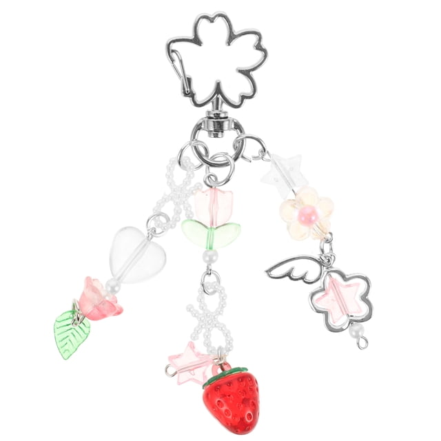 Llavero elegante para mujer, colgante de fresa de dibujos animados, colgante para bolso