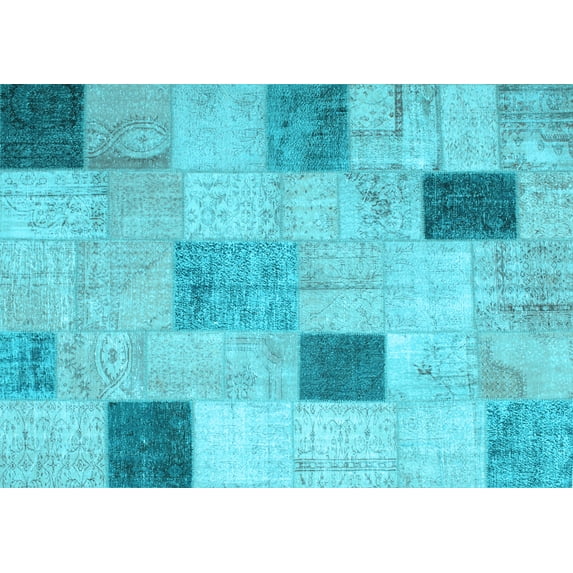 Ahgly Company Indoor Rectangle Patchwork Light Blue Transitional Area Rugs, 2' x 3'