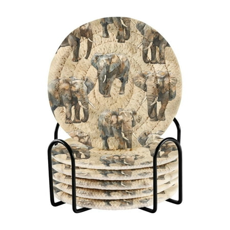 

6 coil coasters 3.94x3.94x0.24 inch water coasters Drink coasters with cup holders Absorbent coasters Heat resistant for bar protection Gray Elephant