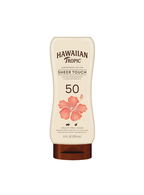 Hawaiian Tropic Sheer Touch Ultra Radiance Lotion Sunscreen SPF 50, 8oz | Hawaiian Tropic Sunscreen SPF 50, Sunblock, Broad Spectrum Sunscreen, Oxybenzone Free Sunscreen, Body Sunscreen, 8oz
