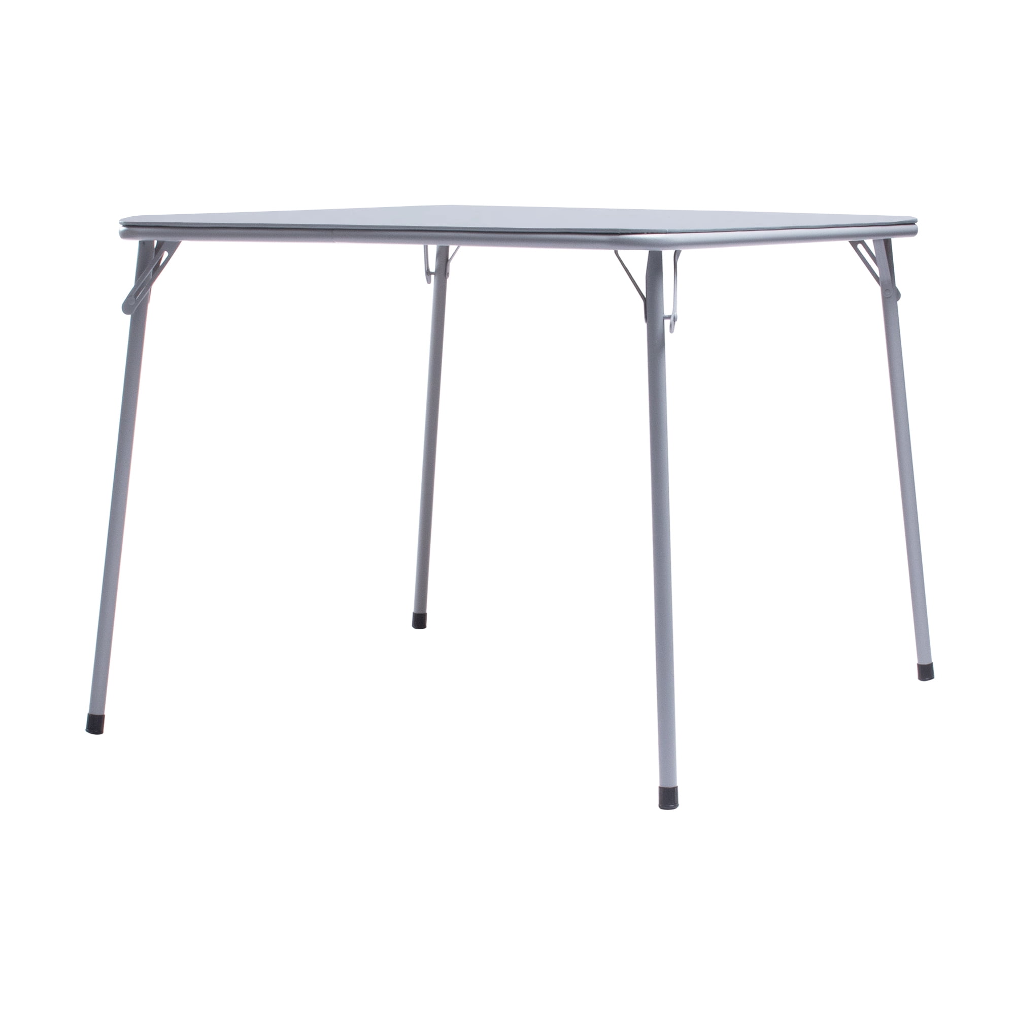 Square Folding Card Table, No Assembly Portable Dining Game Table for 4, PVC Top Metal Frame Space-Saving Table for Indoor Outdoor Use