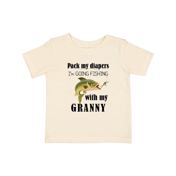 Inktastic Pack My Diapers I Am Going Fishing with Granny Boys or Girls Baby T-Shirt