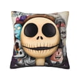 thumbnail image 1 of Fundas de almohada de terciopelo negro de Pesadilla antes de Navidad para sala de estar, sofá, dormitorio, fundas de cojín cuadradas sólidas suaves decorativas con cremallera invisible, sin inserto., 1 of 5