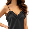 thumbnail image 5 of Qingpeng Womens Pajamas Solid Satin Lace Trim V Neck Spaghetti Strap Nightgown, 5 of 5