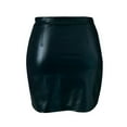 thumbnail image 6 of Leesechin Mini Skirts for Women Plus Size Basic High Waist Faux Leather Split Slim Pencil Dress, 6 of 6