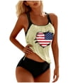 thumbnail image 6 of JoveMarine Women's Flag Print Two-Piece Bikini Set for Women, Padded Cups & Wire-Free, Sexy Beach Vacation Swimsuit, Trendy Bikini Sets for Women,Beige 2XL, 6 of 6