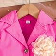 thumbnail image 4 of Ulitacool Spring Coats For Girls Long Sleeve Stylish Girls With Floral Embroidery Peplum Lapel Jacket Big Kid Formal Wear And Party Dress Basic Playsuit Pink 3-4 Years, 4 of 8