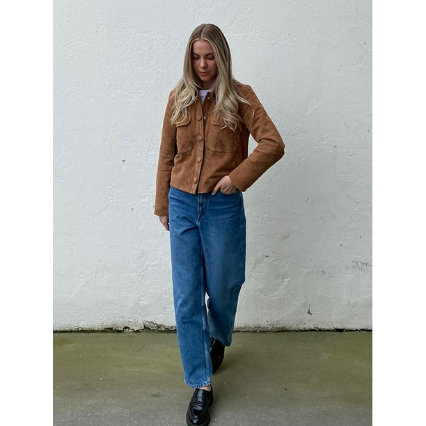 IROINID Veste En Jean Courte Pour Femme, Manteau à Revers, Couleur Unie