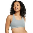thumbnail image 2 of Hanes Women's Cotton Racerback Sports Bralette, Low Impact, 3-Pack Concrete Pe Heather/Isle Green/Black XL, 2 of 4