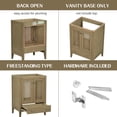 thumbnail image 5 of Bathroom Vanity, Freestanding Cabinet Without Sink, Rattan Cabinet with Large Drawer and Soft-Close Doors, Made of Solid Frame and MDF Board (Natural), 5 of 9
