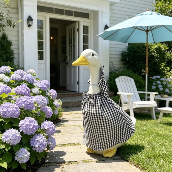 AuroraX Porch Goose Summer Outfit 17-19 In Porch Goose Clothes Set 23" Checked Dress Front Porch Goose 23 inch Clothing Fall Summer Seasonal Decor