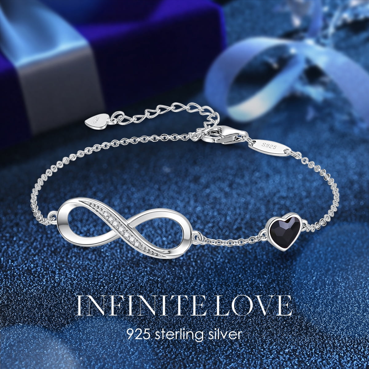 Best Anniversary Gift CDE 925 Women for Adjustable Jewelry Gift Fine Ideas Heart Bracelet Box Charm Packing Women for Symbol Sterling Infinity Silver