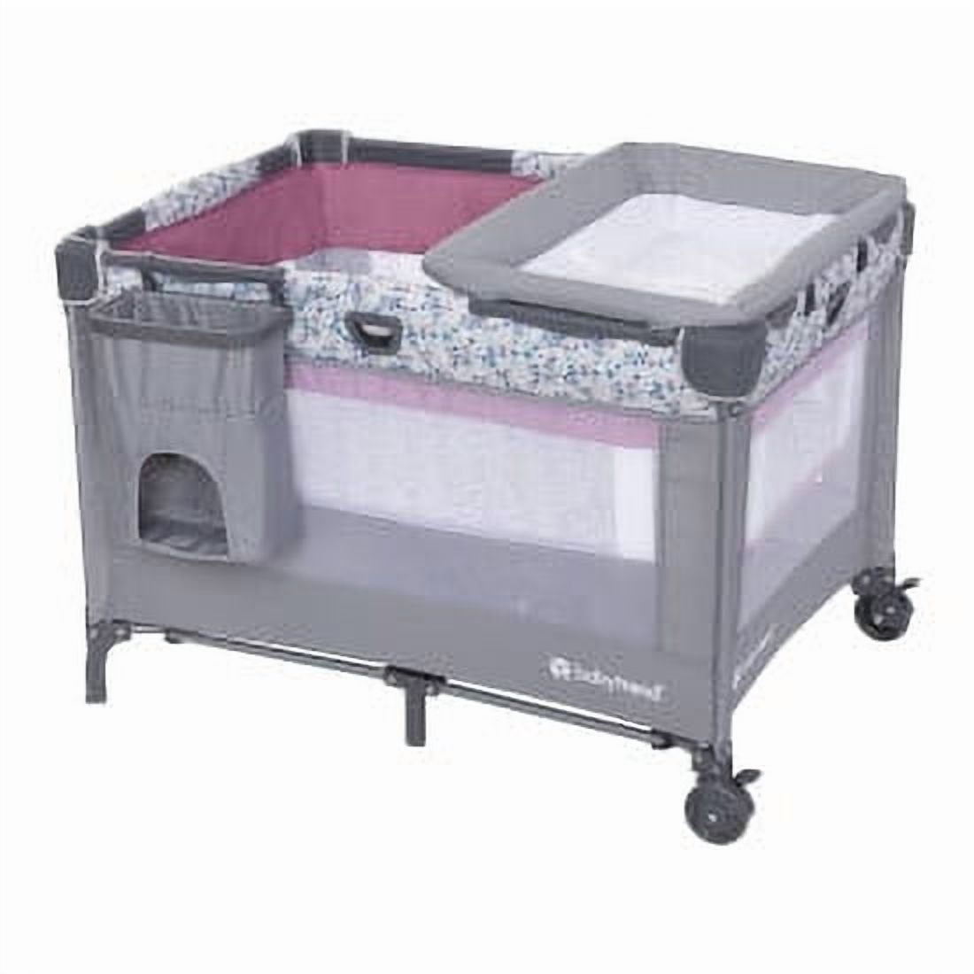 Baby Trend Nursery Den Playard With Rocking Cradle, Daisy Pink