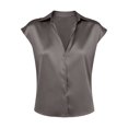 thumbnail image 6 of Endives Women's Satin Shirt Elegant Short Sleeve Shirts V Neck Work Shirt Business Casual Outfits Womens Blouses Dressy Summer Tops S-5XL Grey XXXL, 6 of 6